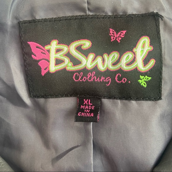 BSweet Faux Leather Grey Bomber Jacket Size XL - Picture 7 of 7